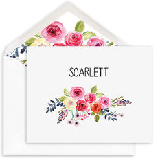 White Floral Bunch Folded Note Cards