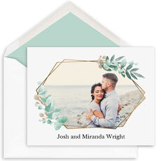 Faux Gold Frame Folded Thank You Photo Note Cards