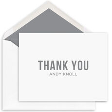 Bold Thank You Folded Note Cards - Raised Ink