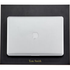 Personalized Two-Sided Leather Desk Mat - Black & Taupe