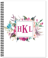 Watercolor Peony Monogram Spiral Notebook