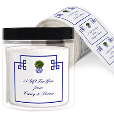 Blue Topiary Square Gift Sticker in a Jar