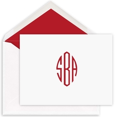 Simply Monogram Folded Note Cards - Raised Ink