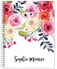 White Watercolor Roses Spiral Notebook