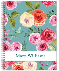 Blue Watercolor Roses Spiral Notebook