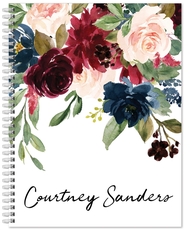 Burgundy Floral Spiral Notebook