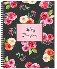 Charcoal Floral Spiral Notebook