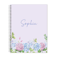 Hydrangea Border Spiral Notebook