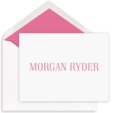 Modern Name Folded Note Cards - Raised Ink