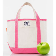 Personalized Coral Trimmed Cutest Little Boat Tote Bag