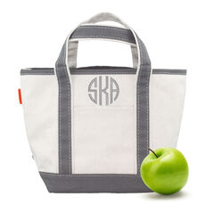 Personalized Grey Trimmed Cutest Little Boat Tote Bag