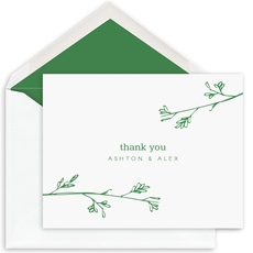 Sketched Branches Thank You Folded Note Cards