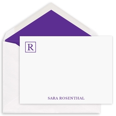Corner Square Initial Flat Note Cards