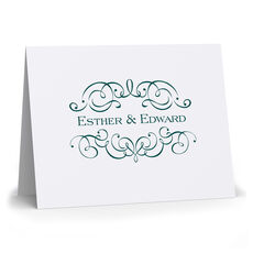 Ornate Scroll Folded Note Cards - Raised Ink