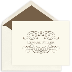 Ornate Scroll Folded Note Cards - Letterpress