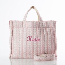 Personalized Powder Pink Vine Tote