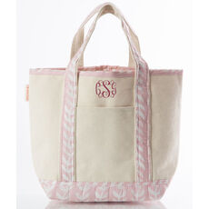 Personalized Powder Pink Vine Trimmed Cutest Little Boat Tote Bag