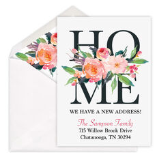 Watercolor Floral Home Moving Announcements