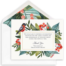 Red Bird and Berries Flat Sympathy Cards