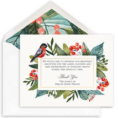 Red Bird and Berries Folded Sympathy Cards