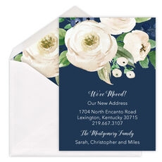 Gray and Ivory Roses Moving Announcements