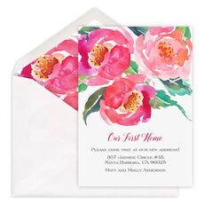Pretty Watercolor Roses Moving Announcements