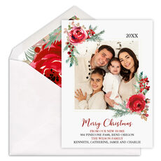 Corner Roses Holiday Photo Moving Announcements