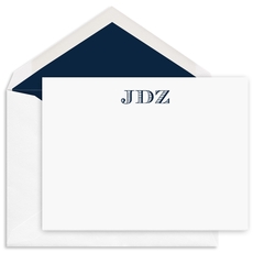 Classic Initial Flat Note Cards - Raised Ink