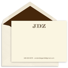 Classic Initial Flat Note Cards - Raised Ink