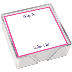 Bordered Memo Square with Acrylic Holder