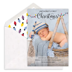 Vertical Colorful Christmas Lights Holiday Photo Cards