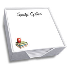 Apple Memo Square with White Paperboard Holder