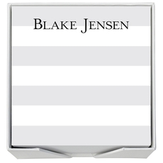 Banded Striped Memo Square with White Paperboard Holder