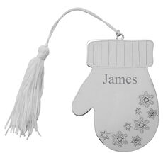 Winter Mitten Metal Ornament with White Tassel