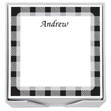 Gingham Square Memo with White Paperboard Holder