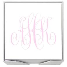 Watercolor Monogram Memo Square with White Paperboard Holder
