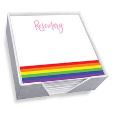 Rainbow Memo Square with White Paperboard Holder