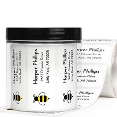Bumble Bee Return Address Labels in a Jar