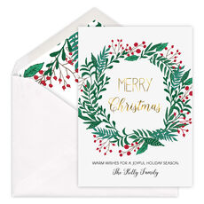Foil Wreath Flat Holiday Cards