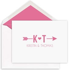 Cupid's Arrow Folded Note Cards - Raised Ink
