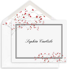 Red Tiny Blossoms Folded Note Cards