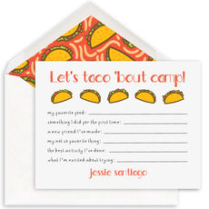 Taco 'bout Camp Fill In Note Cards