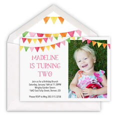 Birthday Pennants Photo Invitations