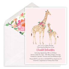 Giraffes Baby Shower Invitations