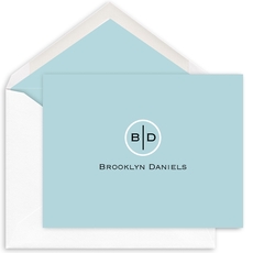 Pastel Circle Initials Folded Note Cards