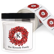 Red Berry Wreath Square Gift Stickers