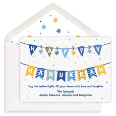 Fun Hanukkah Streamers Flat Holiday Cards