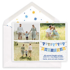 Fun Hanukkah Streamers Flat Photo Cards