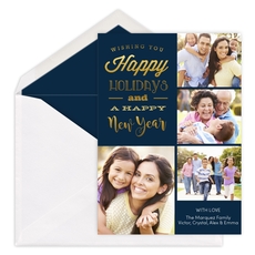 Luxe Foil Holiday Collage Flat Photo Cards