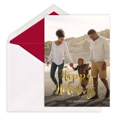 Happy Holidays Starburst Vertical Photo Cards